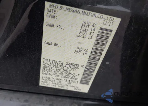 2014 Nissan Altima 2.5 S from USA, damaged, VIN 1N4AL3AP8EN334561